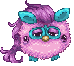 animated pixel art of a pink furby toy